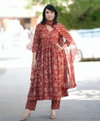 Maroon Colour Rayon Printed Kurti With Pant Dupatta Wholesale Market In Surat Aaradhna 2037
